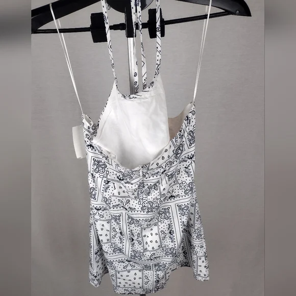 Elodie Mini Dress Halter In White Bandana Medium NWT - Picture 10 of 10